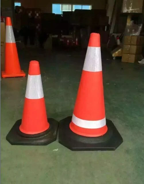 Black Basement PVC Traffic Road Safety Cone with High Intensity Grade Reflective Bands 15+10cm