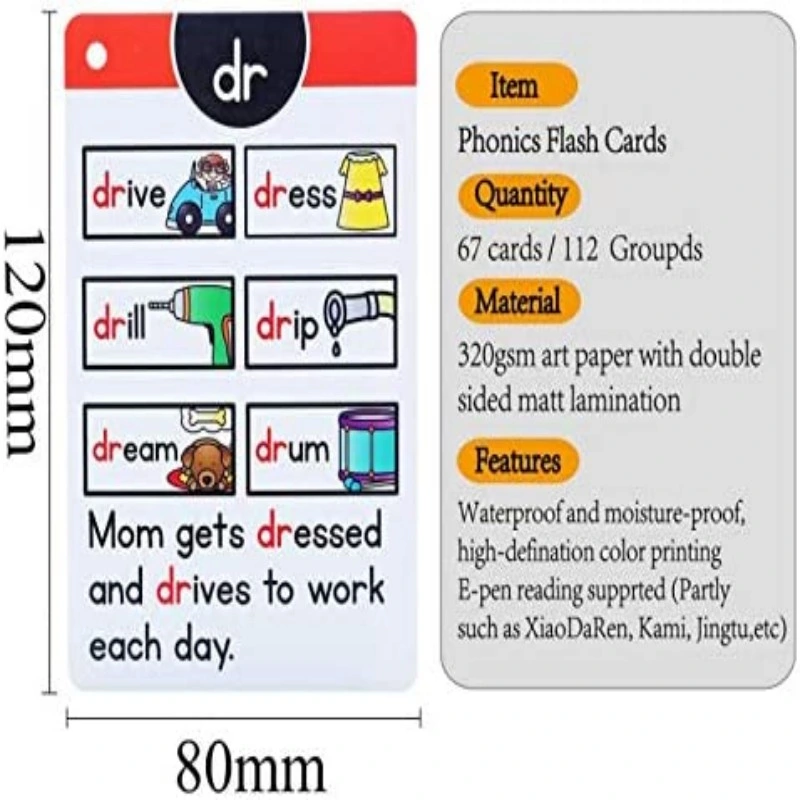 Double-Sided Children Learning Card with Buckle