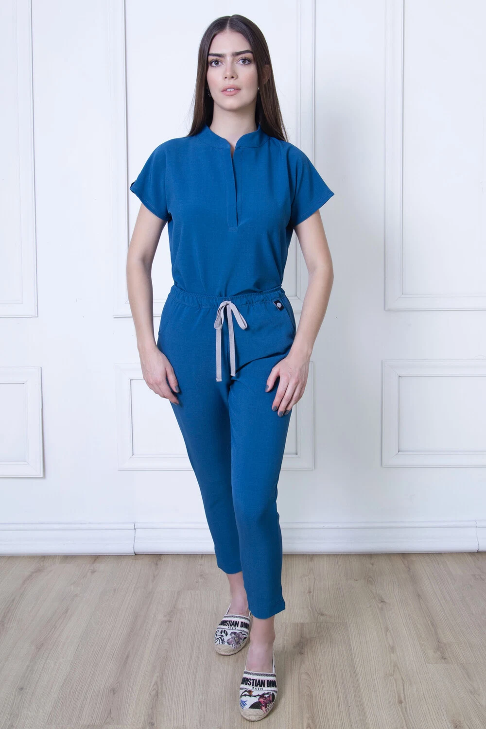 Medical Uniform Long Torso Scrub Tops High Rise Scrub Pants