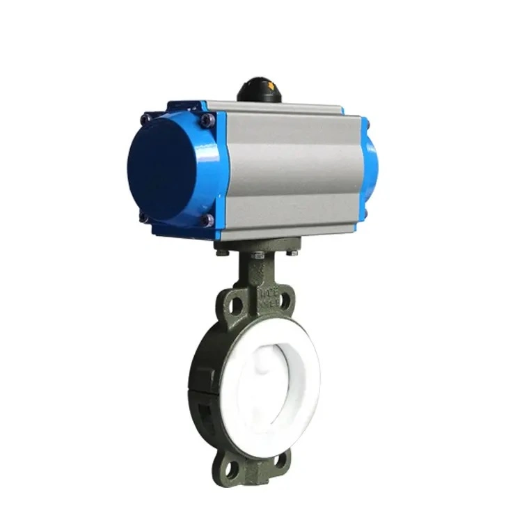 Industrial Pneumatic Soft Seal Fluorine Lined Wafer Butterfly Valve