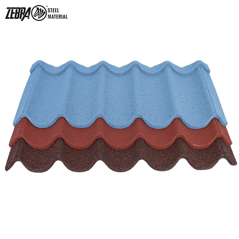 Wave Aluminum Metal Roofing Clay Tile Classic Tile 0.4 Red Color Stone Coated Roof Tile