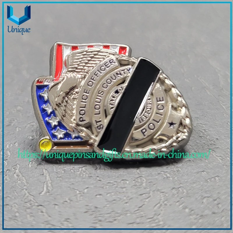 Custom Design 3D 1 Inch Height Soft 3D Domed Nickel Soft Enamel Metal Pin, High quality/High cost performance  Die Casted Police Metal Badge