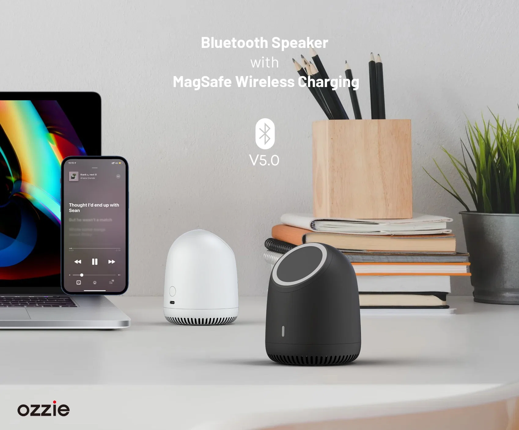 Fabrik Großhandel D5 Mini Tragbare Lautsprecher Desktop Wireless Charging Magnetic Schnellladegerät Bluetooth Lautsprecher für iPhone MagSafe