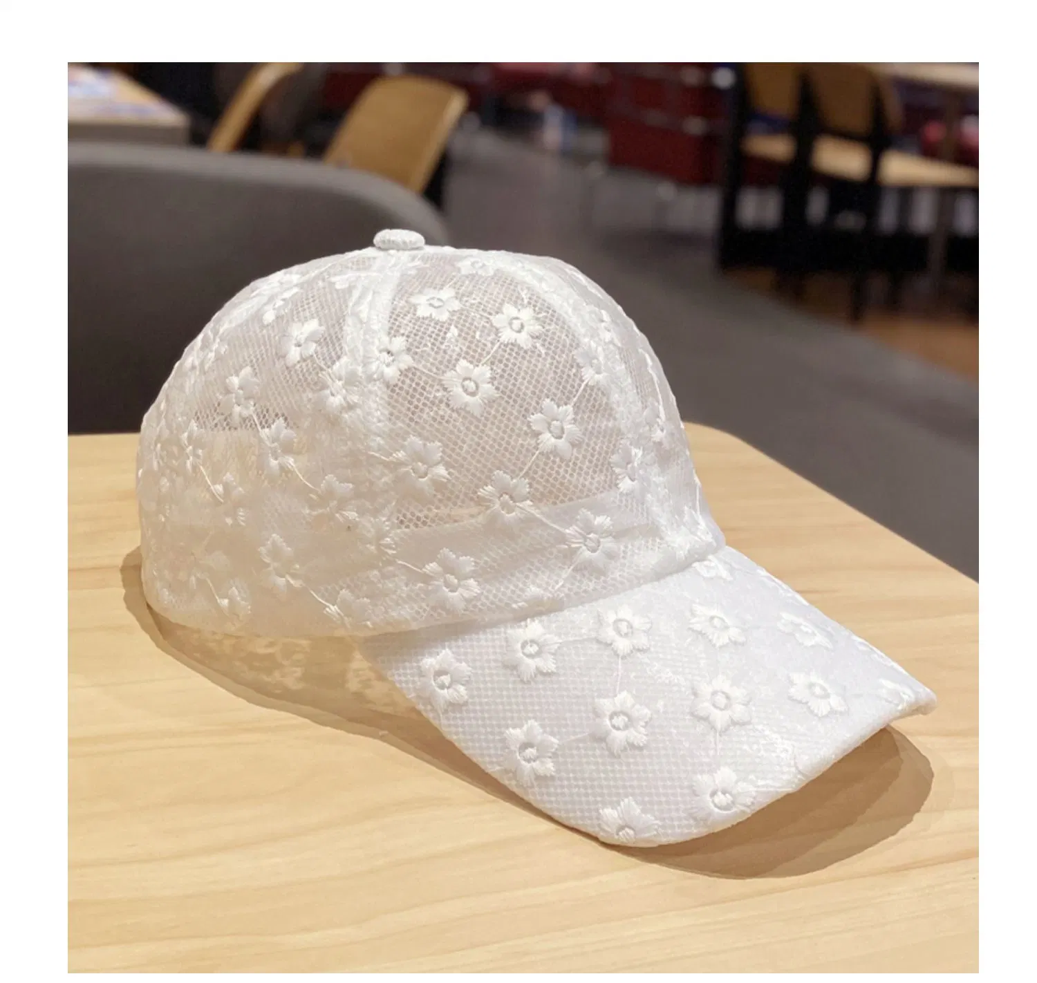 Summer Fashion Custom Logo Lace Hollow out Girls Hats Daily Breathable Baseball Caps