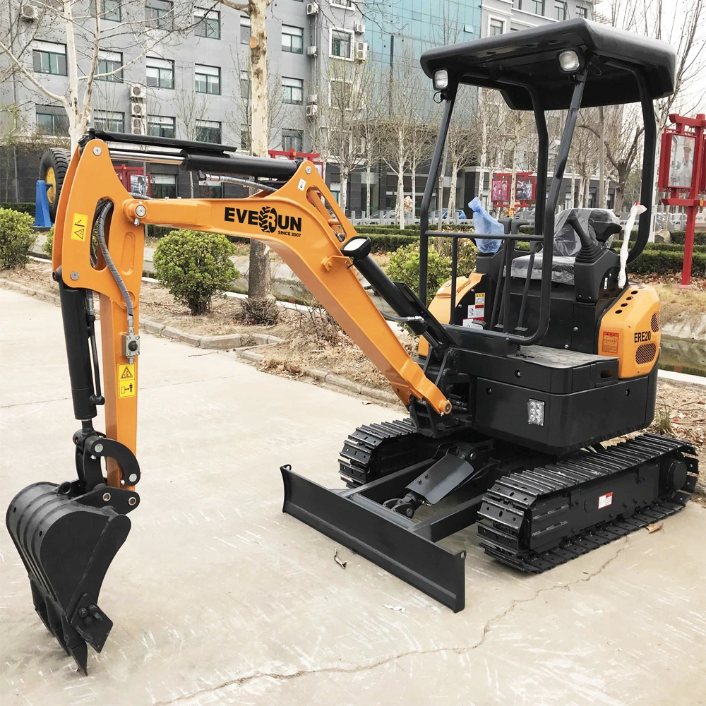 Everun Ere20 2tonne Micro Digger avec support à quatre poteaux Mini-pelle à godet hydraulique approuvée CE.