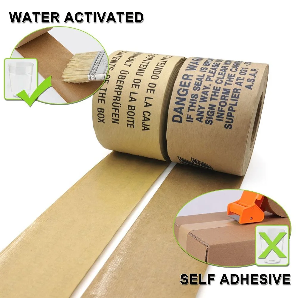 Factory Direct Biodegradable Water Activated Brown Reinforced Kraft Gummed Paper Tape