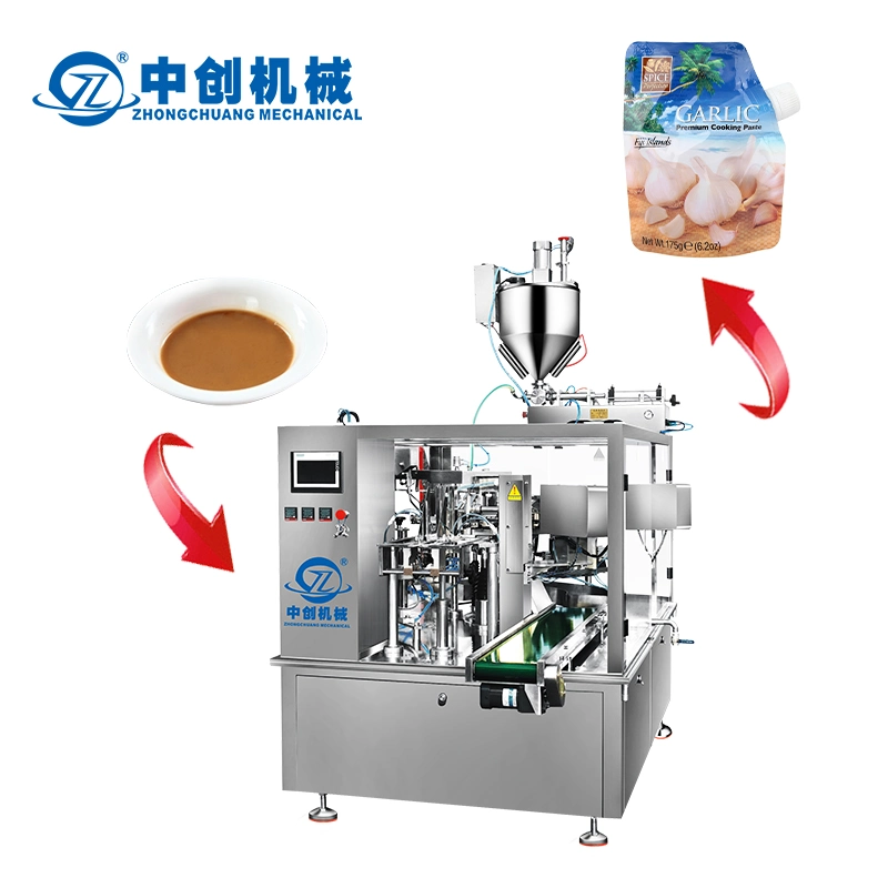 Zhongchuang Machinery Machine de conditionnement de pâte de gingembre et d'ail en sachet préfabriqué avec bec verseur debout automatique rotatif