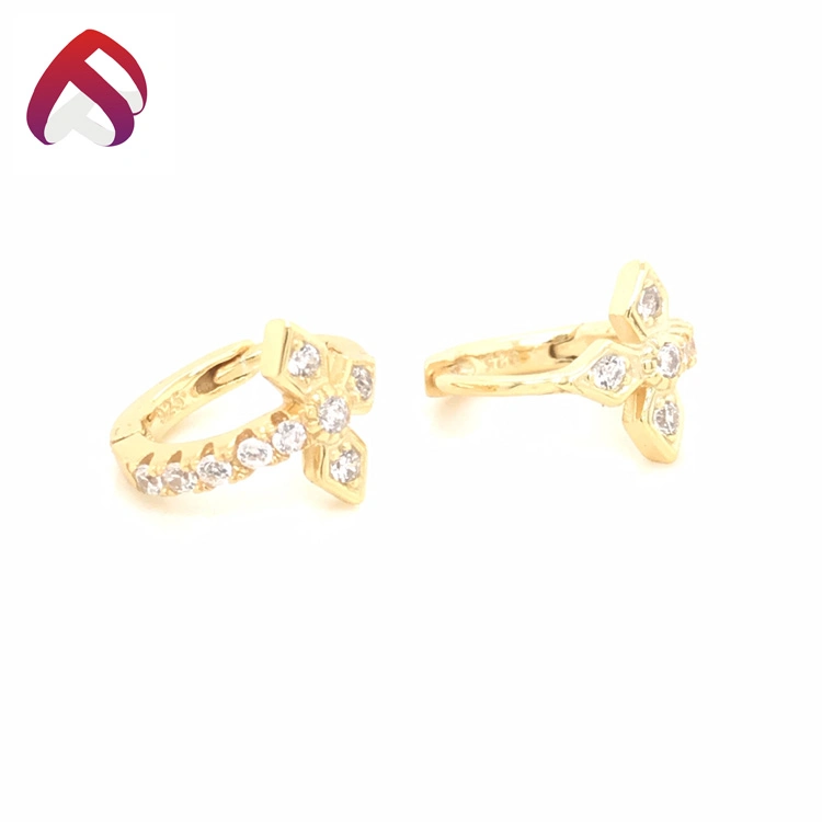 Fashion Zirconia Women Flower Huggie Hoop Earrings Jewelry