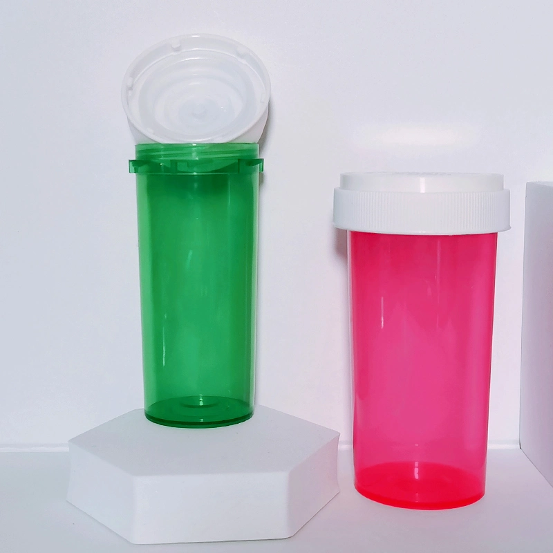 Pink Green Medecine Container PP Plastic Pharmacy Pill Capsule Vials with Push Down and Turn 30ml 50ml 160ml