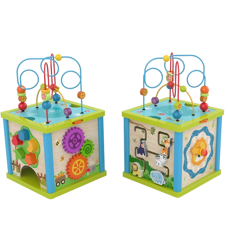 Wooden Bead Maze Kids Play Educational Large Activity Cube