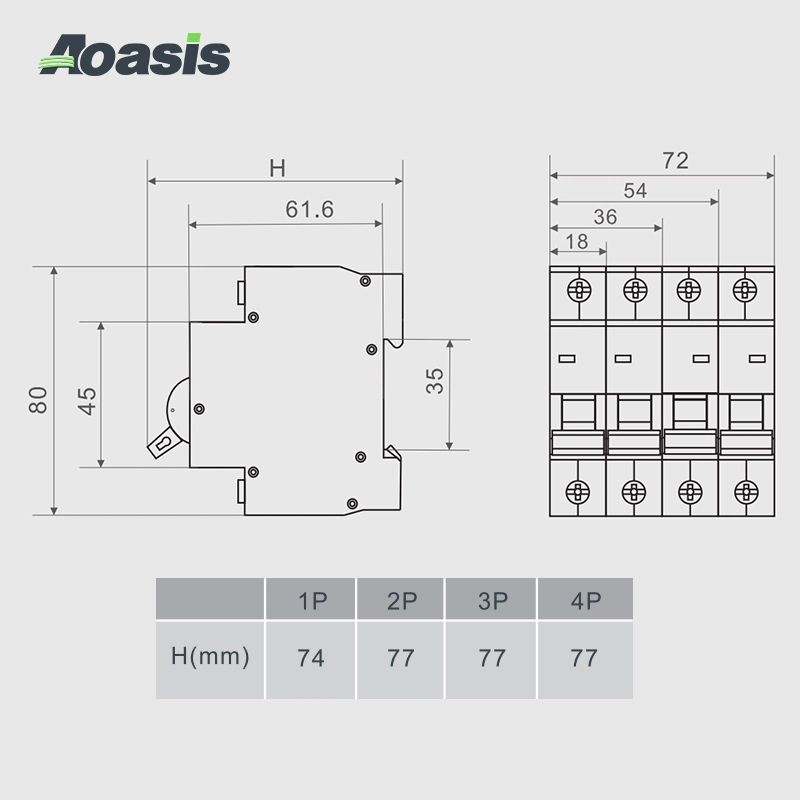 Disjoncteur Mini AC Aoasis Aon-631p Dz47 63