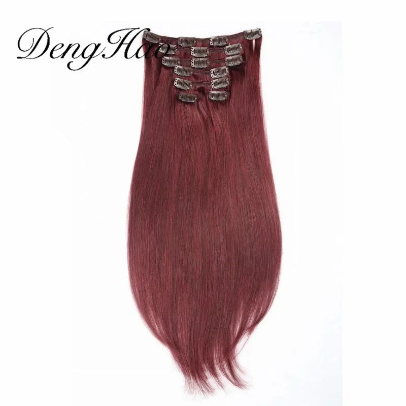 Full Head Top Quality 100% Human Hair Clip in Hair Extensions