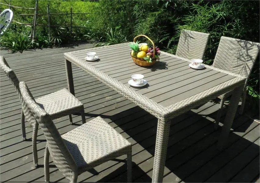 Moderne Rattan Garten Wicker Kostenlose Kombination Patio Möbel Cafe Restaurant Wicker Kunststoff Rattan Tischstuhl Möbel