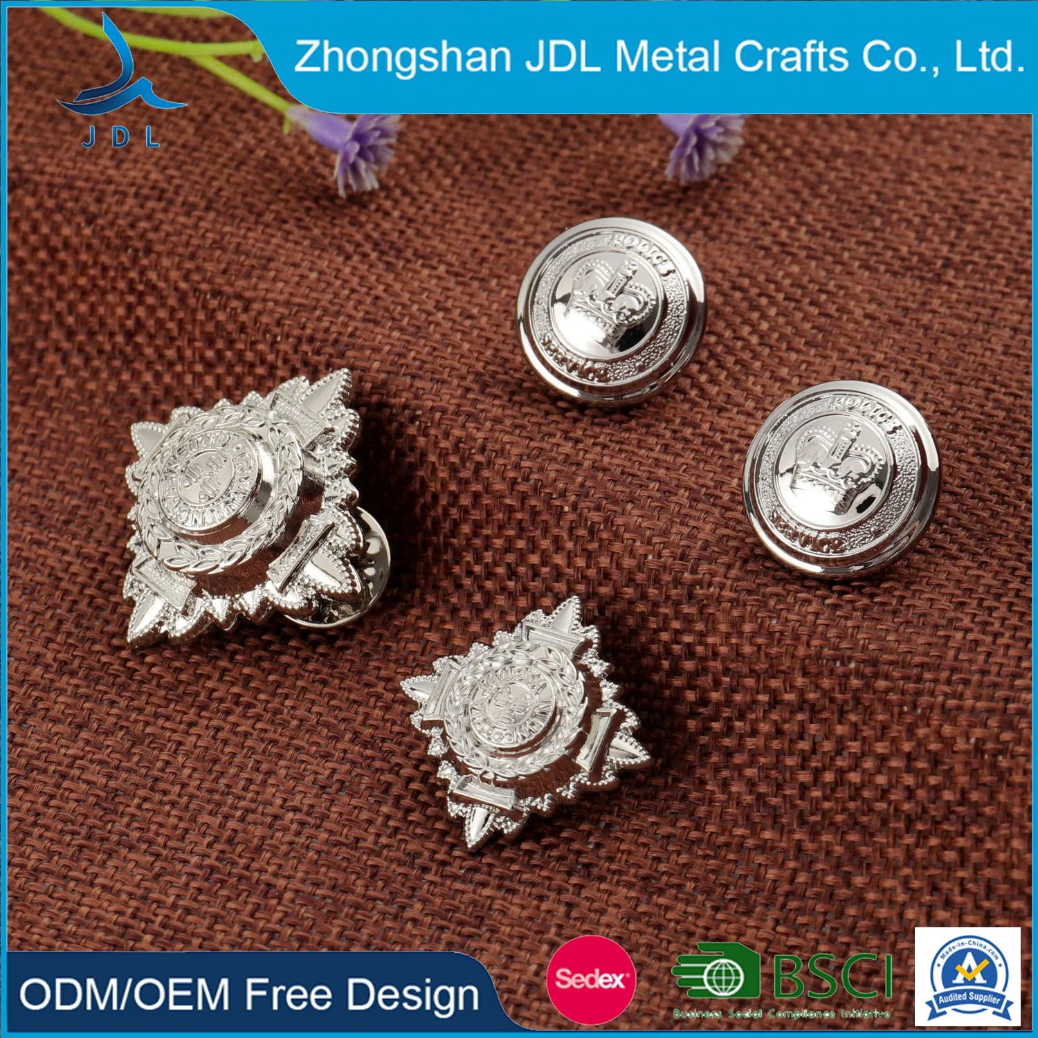 China Großhandel Hersteller Custom Messing Vergoldet Metall Geprägte Schaft Button Bekleidung Accessoires für Mantel Bekleidungsjacke