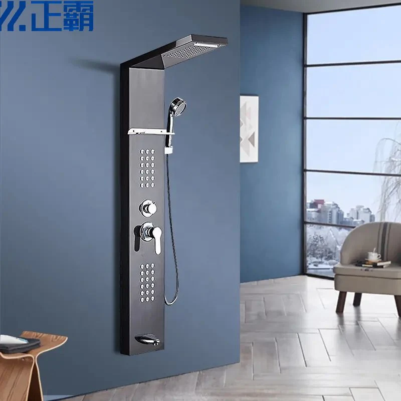 8072 estante multifuncional Negro columna de ducha 304 Acero inoxidable Baño Panel de ducha