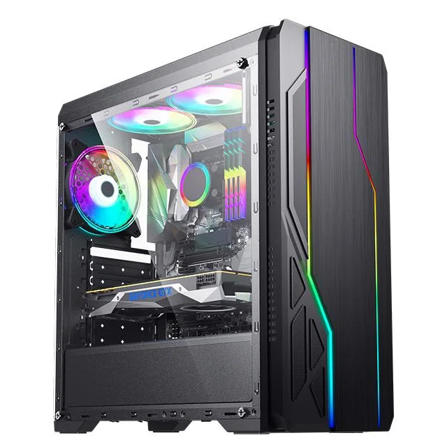 RGB Itx/Matx/ATX Gaming PC Case Front Panel Two RGB Strip Side Tempered Glass