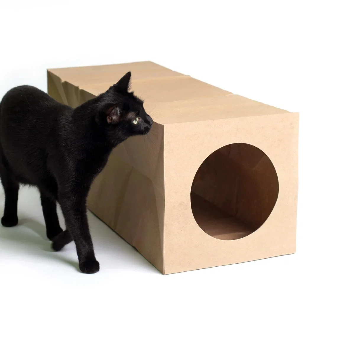 Cat Tunnel Toy Foldable Holes Kitten Kraft Paper Tunnel Cave Hiding Toy for Cats Pet Supplies Interactive Cat Toy