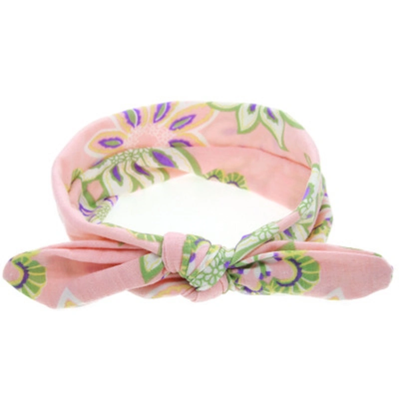 Fitas para o cabelo para bebé (Girl Headbands) Vintage Flower Printed Elastic Head Wrap Twisted Acessórios de cabelo para estilo boémio Floral Esg13506