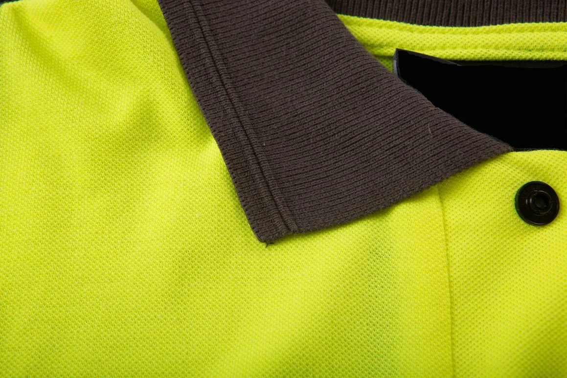 Cheap Hi Vis Two-Tone Ribbed Comfort Long Sleeved Polo Shirt