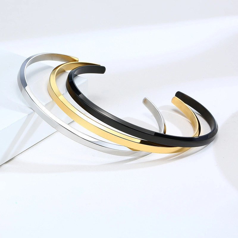 En acier inoxydable bracelet biseauté d' Or les hommes et femmes' s des bracelets