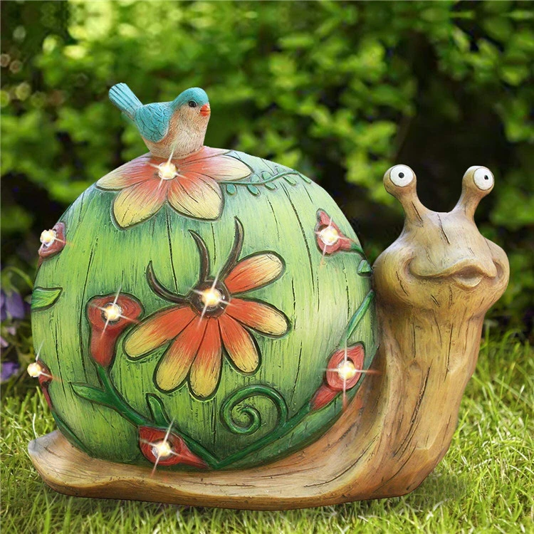 Garden Snail Statue-Outdoor Snail Garden Decorations Solar Figurine Light Animal