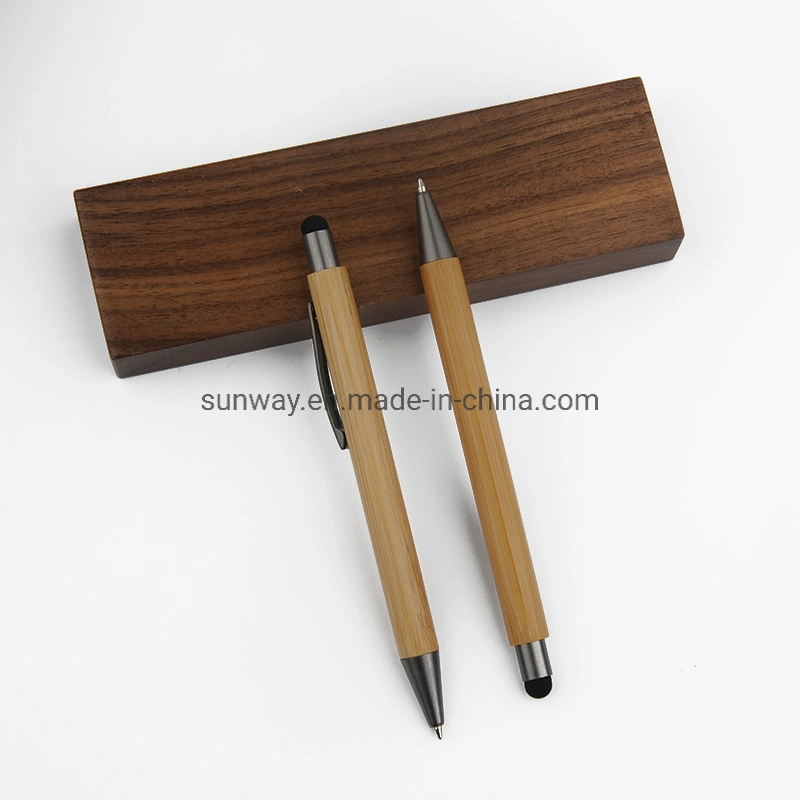 Commerce de gros de promotion de l'écran Eco Friendly Bamboo Touch Stylus Stylo à bille