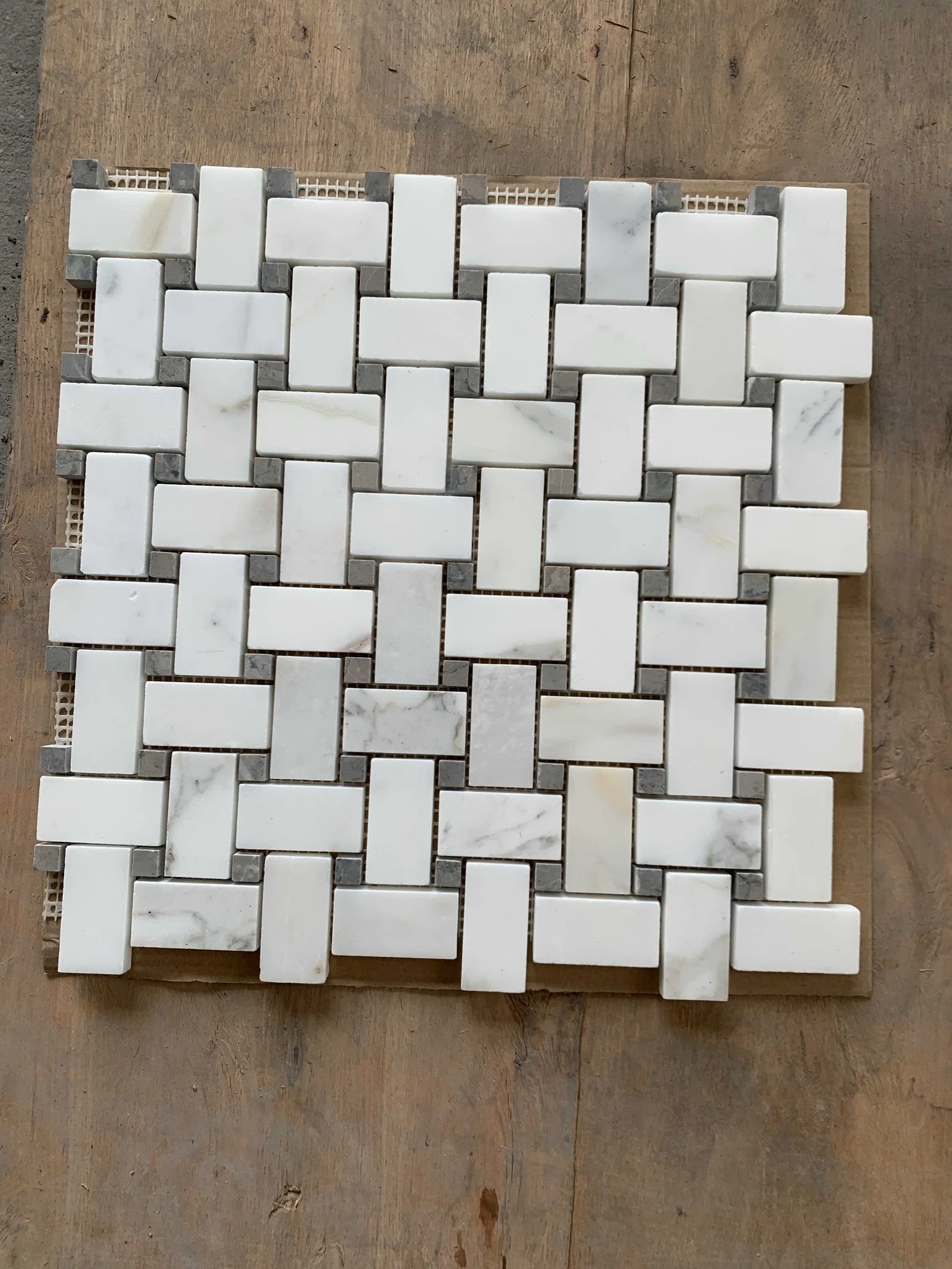 12" X 12" White Marble Basketweave Mosaic Wall & Floor Tile