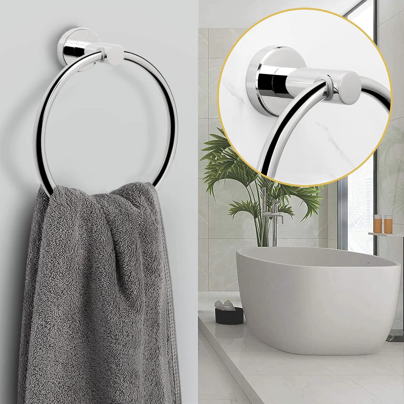 Bathroom Wall Mounted Round Shape Towel Ring