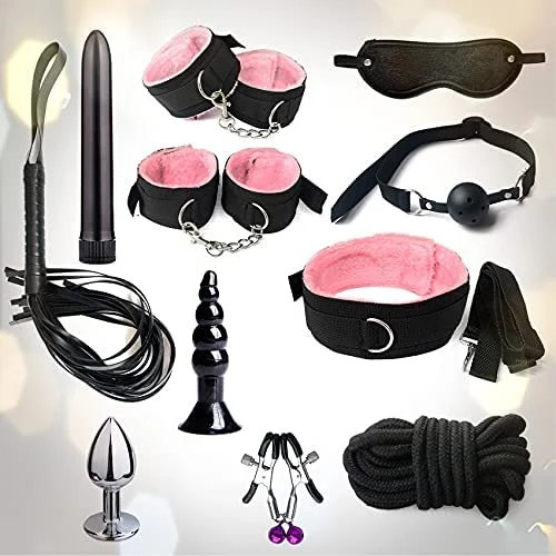 11pcs SM Juguetes sexuales adultos Correa esposas látigo de un conjunto de restricciones de la cuerda juegos de Sexy Fetish Slave juguete sexual para el hombre producto de la servidumbre