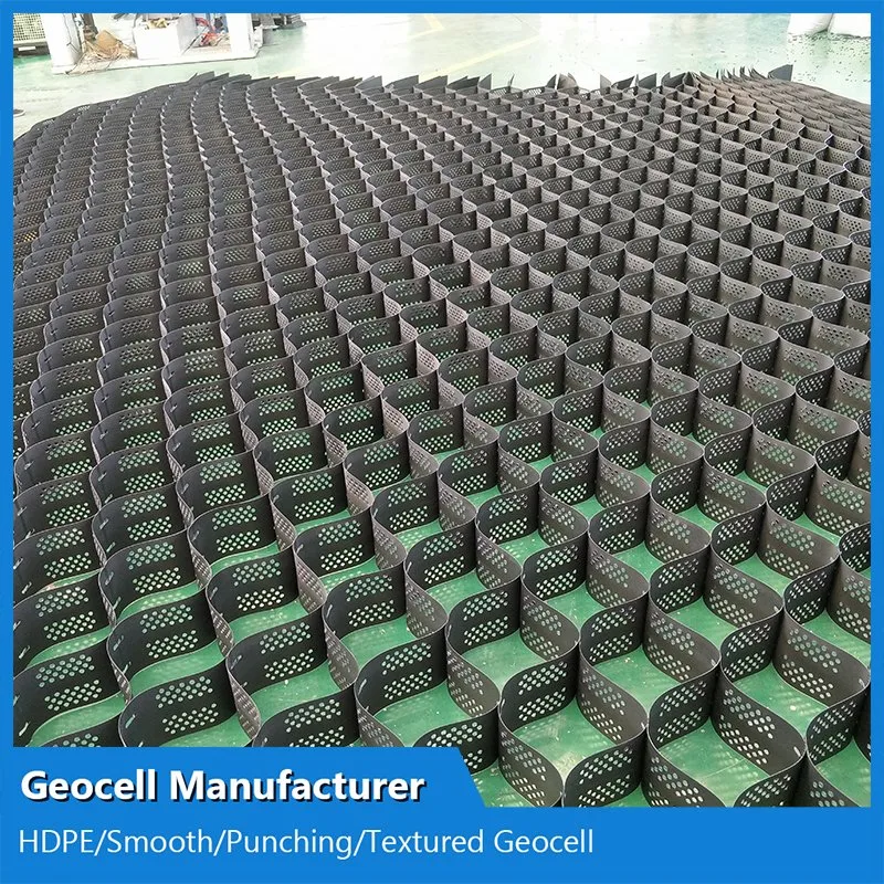 HDPE Geocell ASTM150-445 Smooth Perforated Geo Cell Plastic Building Materials Used in Road Construction Prevent Landslides