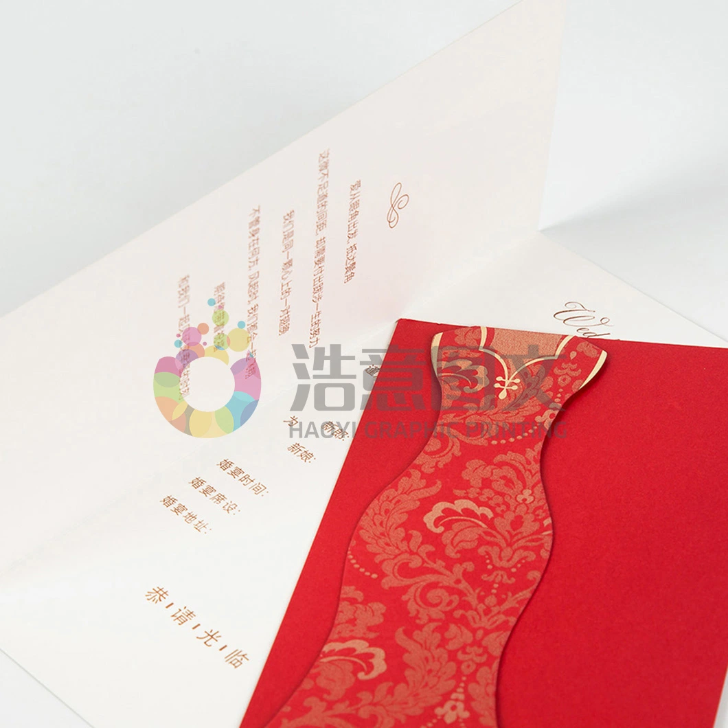 Hot Sale Custom Folded Envelope Paper Laser Cut Embossed Wedding Greeting Invitation Cards Christmas Gift Card