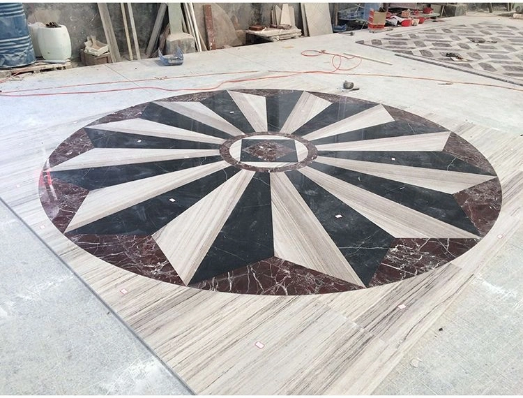 Round Marble Inlay Waterjet Medallion Marble Floor Decor