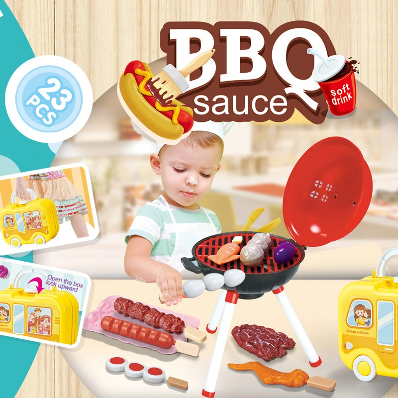 Children's Barbecue Toy Boys and Girls Cooking Kitchen Barbecue Skewers Burger Fries Ice Cream Simulation Food