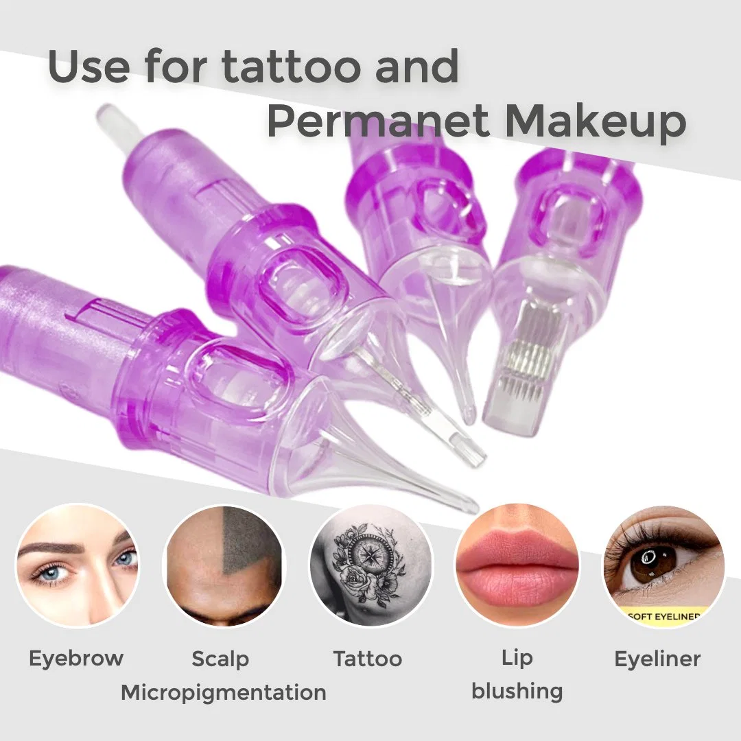 Máquina de tatuaje de maquillaje permanente de aguja de cartucho premium esterilizada profesional de Bugpin Rl RS Magnum de venta caliente al por mayor.