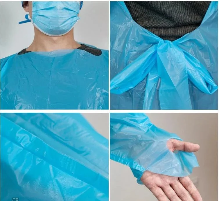 Disposable CPE Gown Polyethylene Medical Isolation Gowns with Thumb-Loop