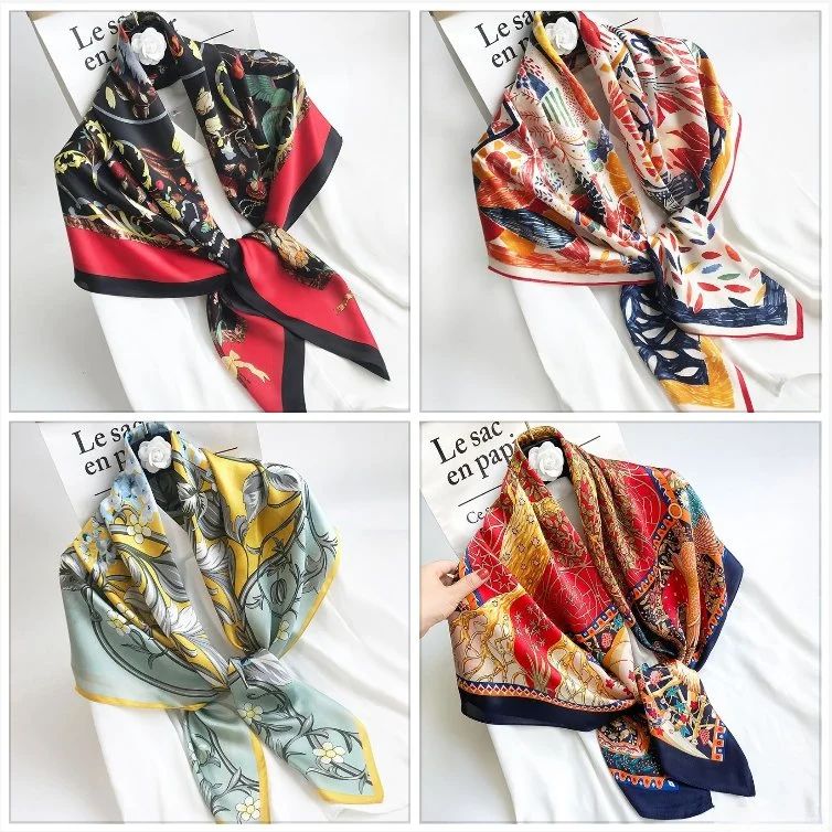 Custom Women 16mm Twilly Silk Scarf Ladies Square Scarves