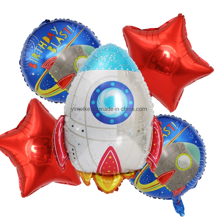 Baby Geburtstag Astronaut Theme Party mit Cartoon Astronaut Rocket dekoriert Raumschiff Aluminium Folienballon-Set