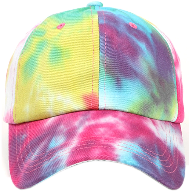 2021 New Fashion Soft Multi Color Tie Dye Hat Customize Logo Baseball Cap