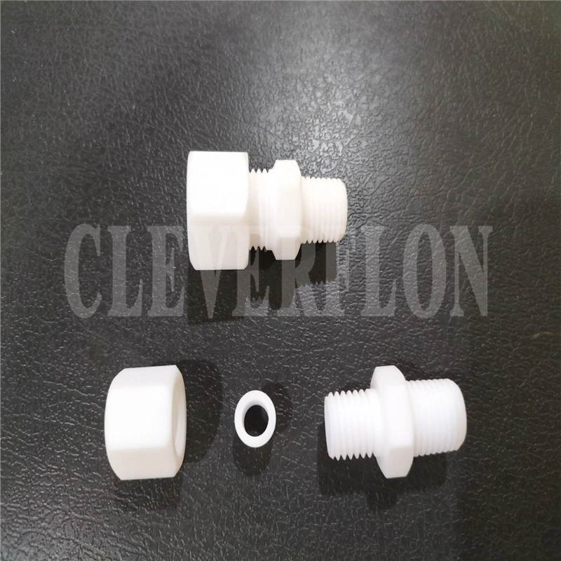 Conector em T macho NPT de cotovelo de rosca G resistente à corrosão União recta PTFE F4 PVDF