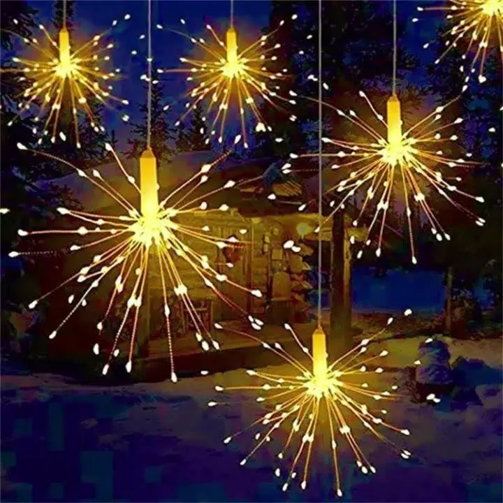 Firework Lamp LED Fairy Copper Wire Lantern String Lights Outdoor Waterproof Romantic Wedding Party Decorative Hanging Lamp