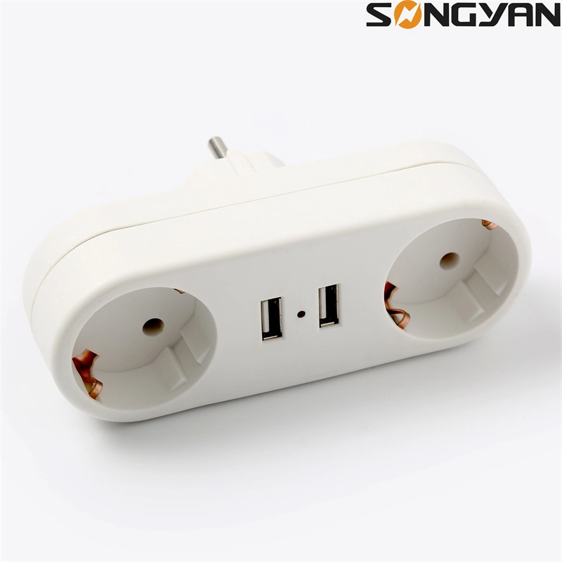 16A European Type Conversion Travel Plug 1 to 3 Way EU Standard Power Adapter Socket