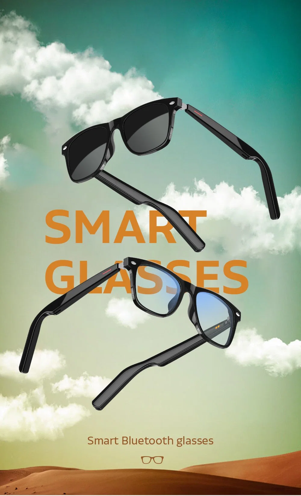 Smart Glasses with Music Playing, Answering Phone Calls and Taking Pictures Remotely