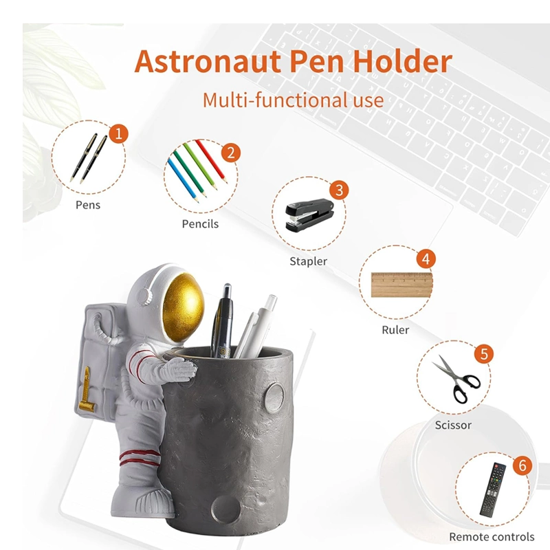 Vente en gros résine astronaute porte-stylo bureau Organisateur Décoration