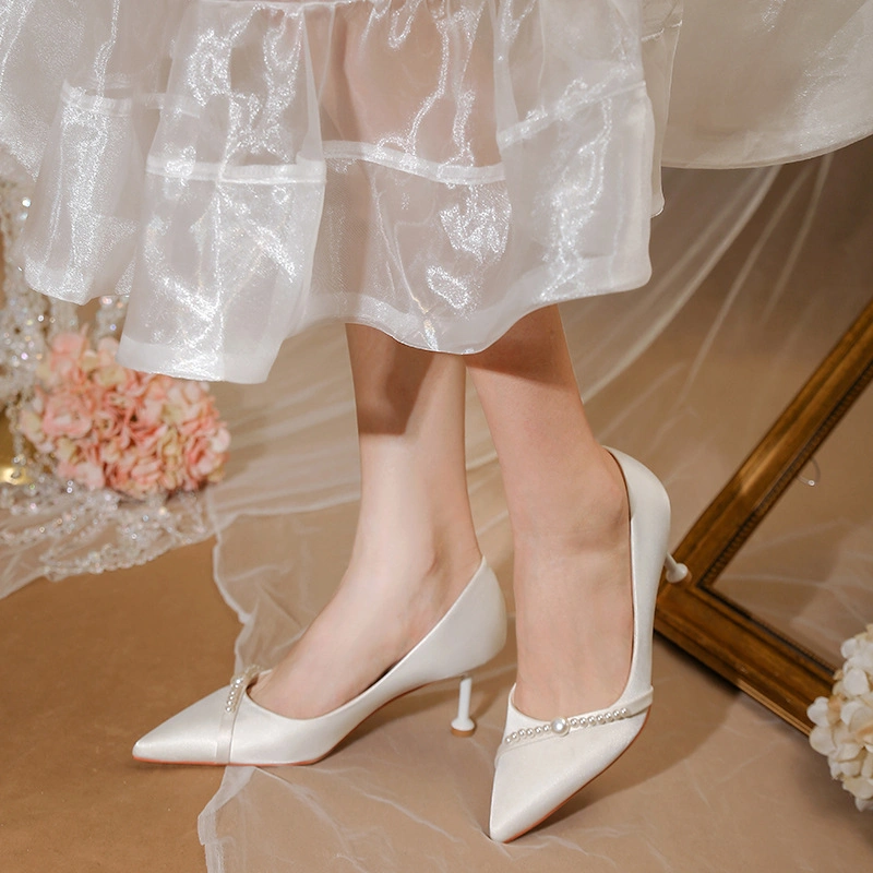 White Stilettos Pearl Wedding Shoes Everyday Women's Shoes