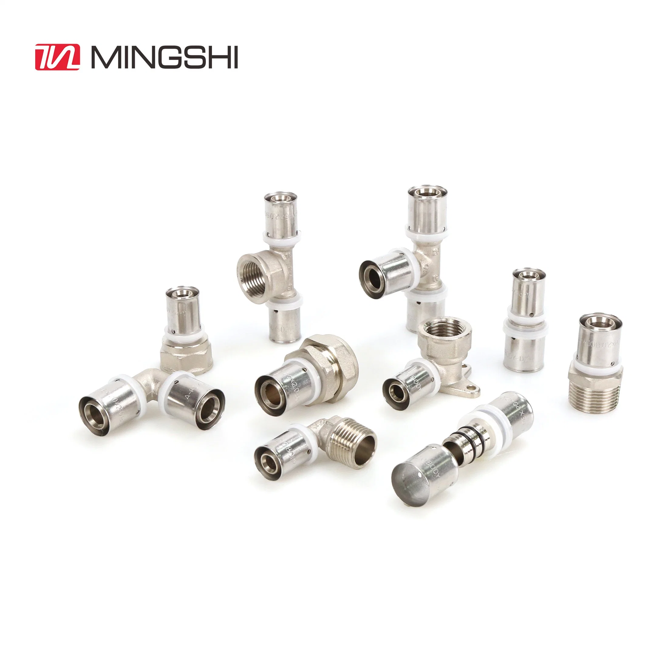 Mingshi Equal Tee Brass U Profile Press Fittings for Pluming Multilayer Pex Pert Water and Gas Pipe