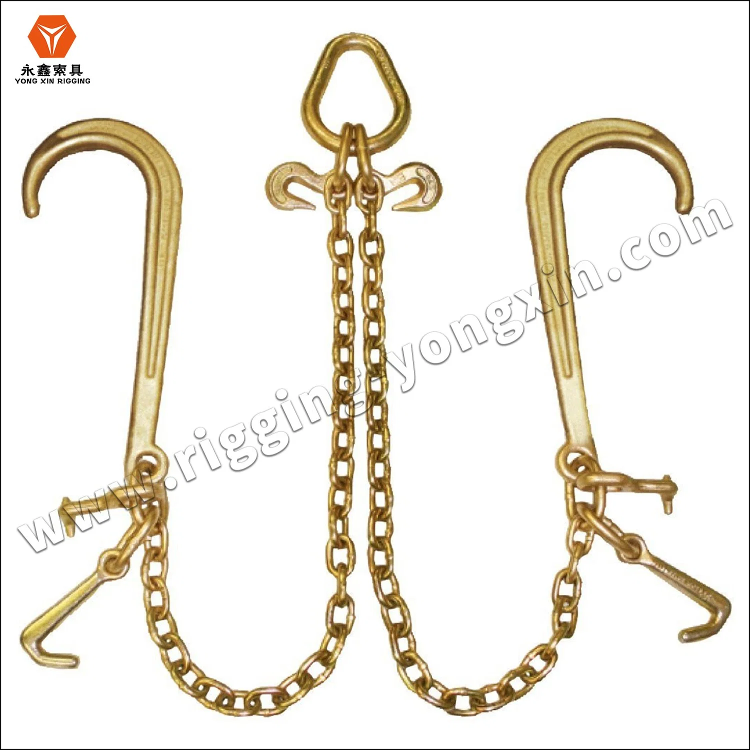 5/16"-3' Tow Chain Bridle with 15" J Hooks, Mini J and Grab Hooks, Heavy Duty 9400 Lbs Working Load