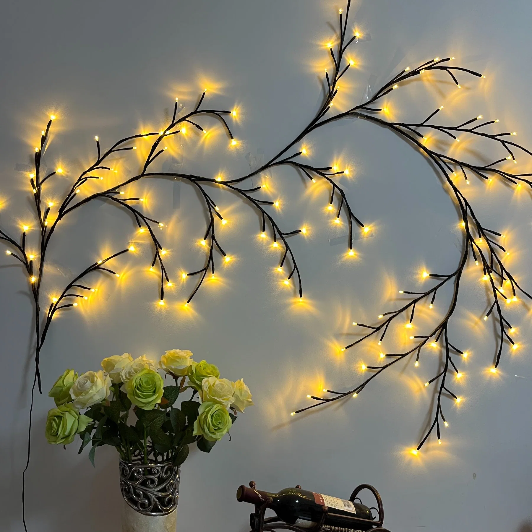 USB Powered Mini Ball Vines Rattan Tree Branch LED String Light for Halloween Decoration