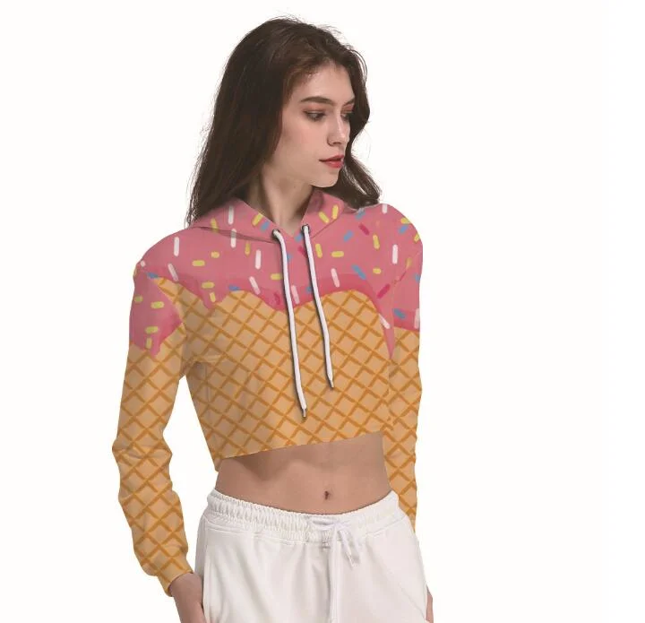 Women Crop Top Custom Pattern Sweatshirt Pullover Cropped Hoodie Sweater