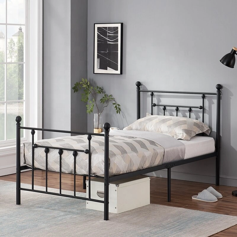 Black Steel Frame Single Bed for Kids