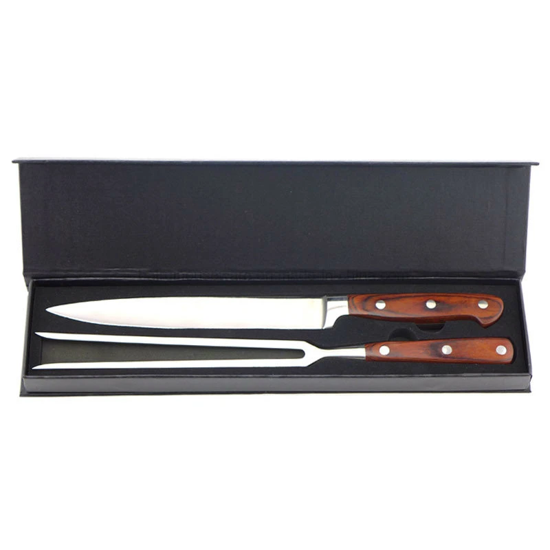 FDA Top Quality Stainless Steel BBQ Fork and Knife with Wood Handle